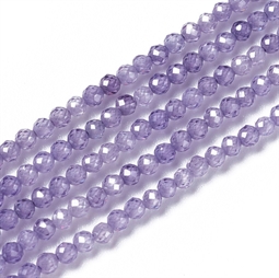 Fine små 2 mm lilla facetslebne cubic zirkonia perler